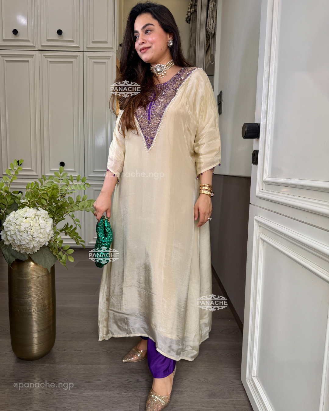 Ivory kaftan set