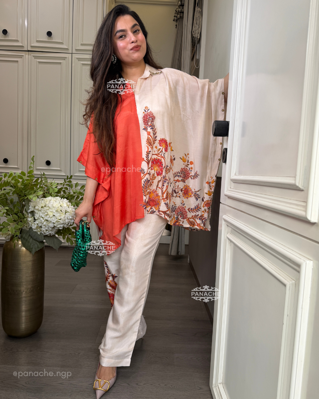 Dual orange kaftan coord set