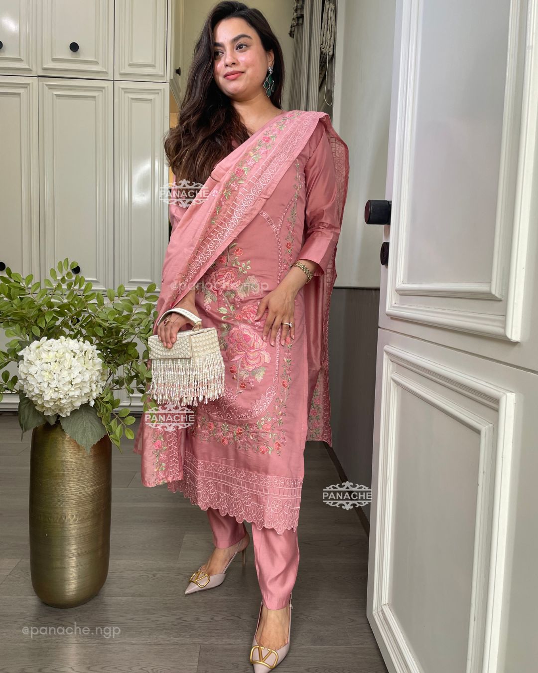 Karachi rose pink suit set