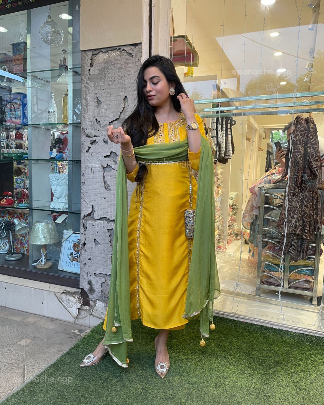 Haldi yellow silk set!