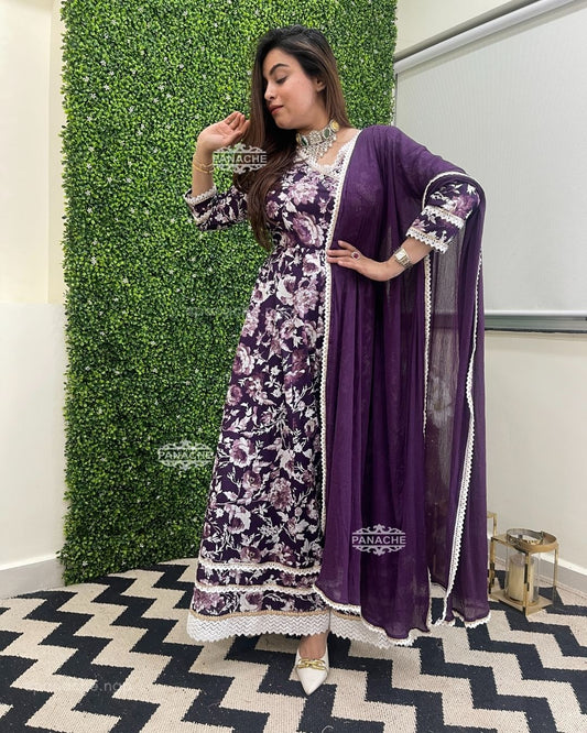 Angrakha Floral print on print Anarkali