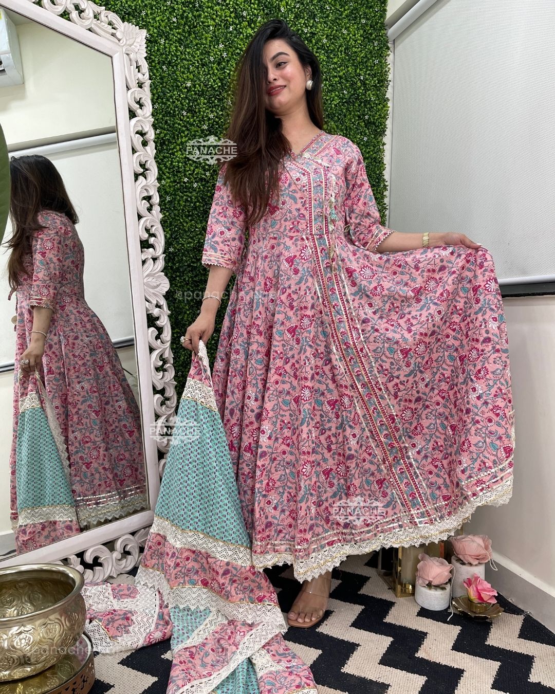 Angrakha Floral Anarkali set