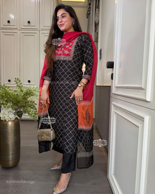 Naqsh black semi formal suit set
