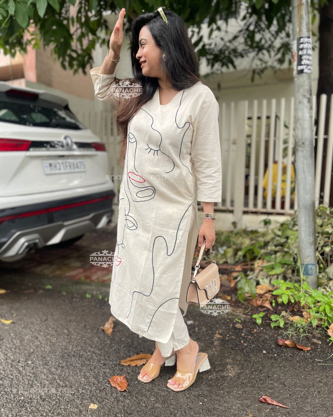 Cream embroidered coords