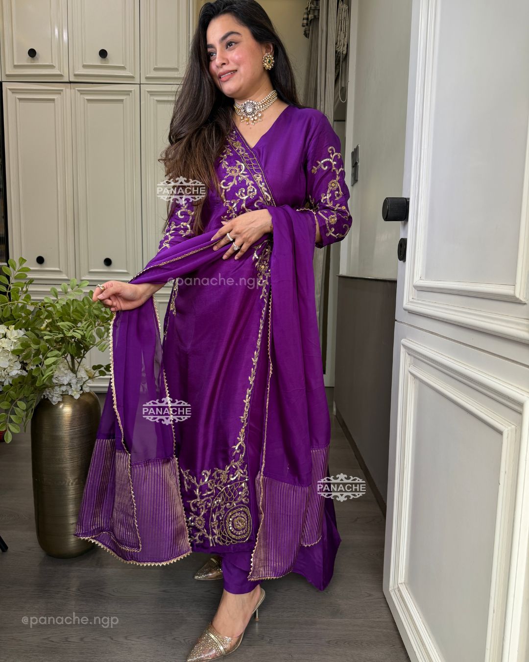 Winter pruple angrakha suit set
