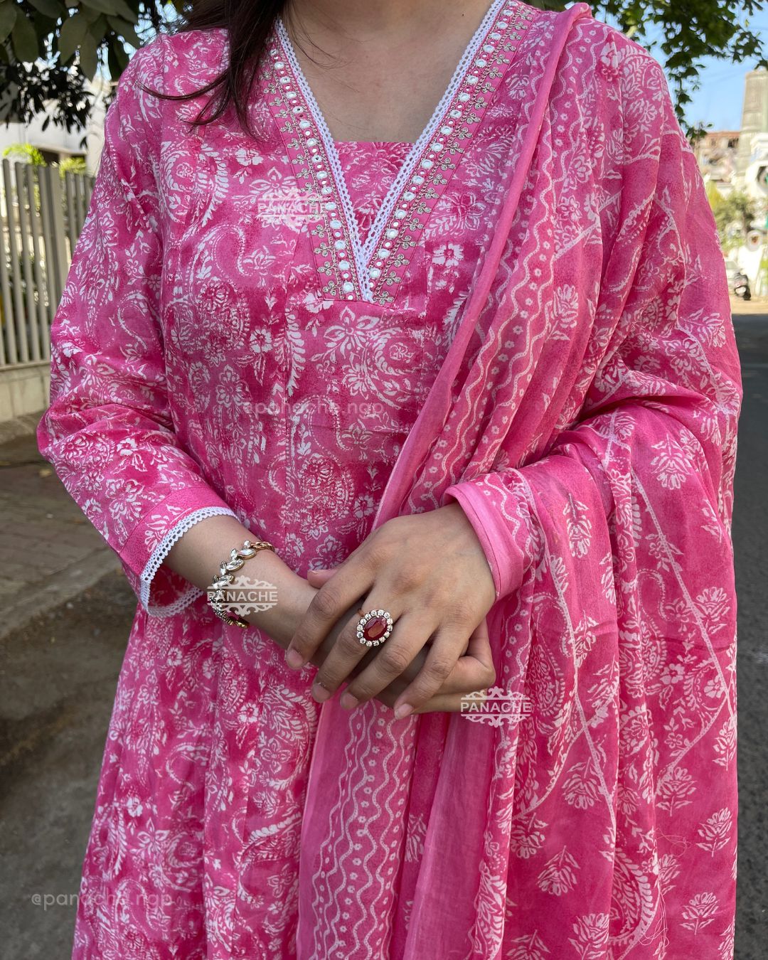 Pink budget Anarkali set