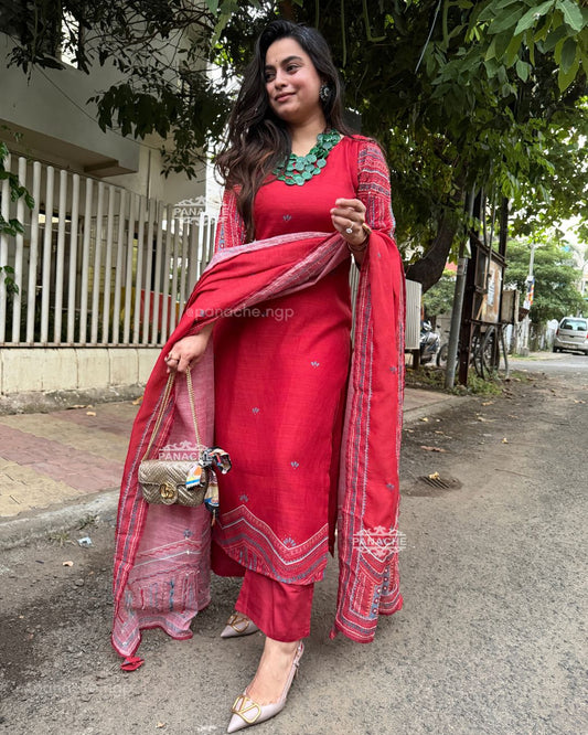 Navratri Red Katha suit