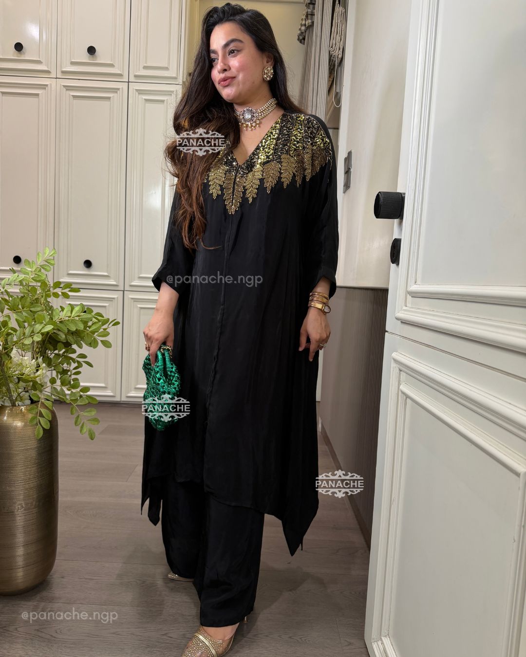 Ziya noir kaftan set