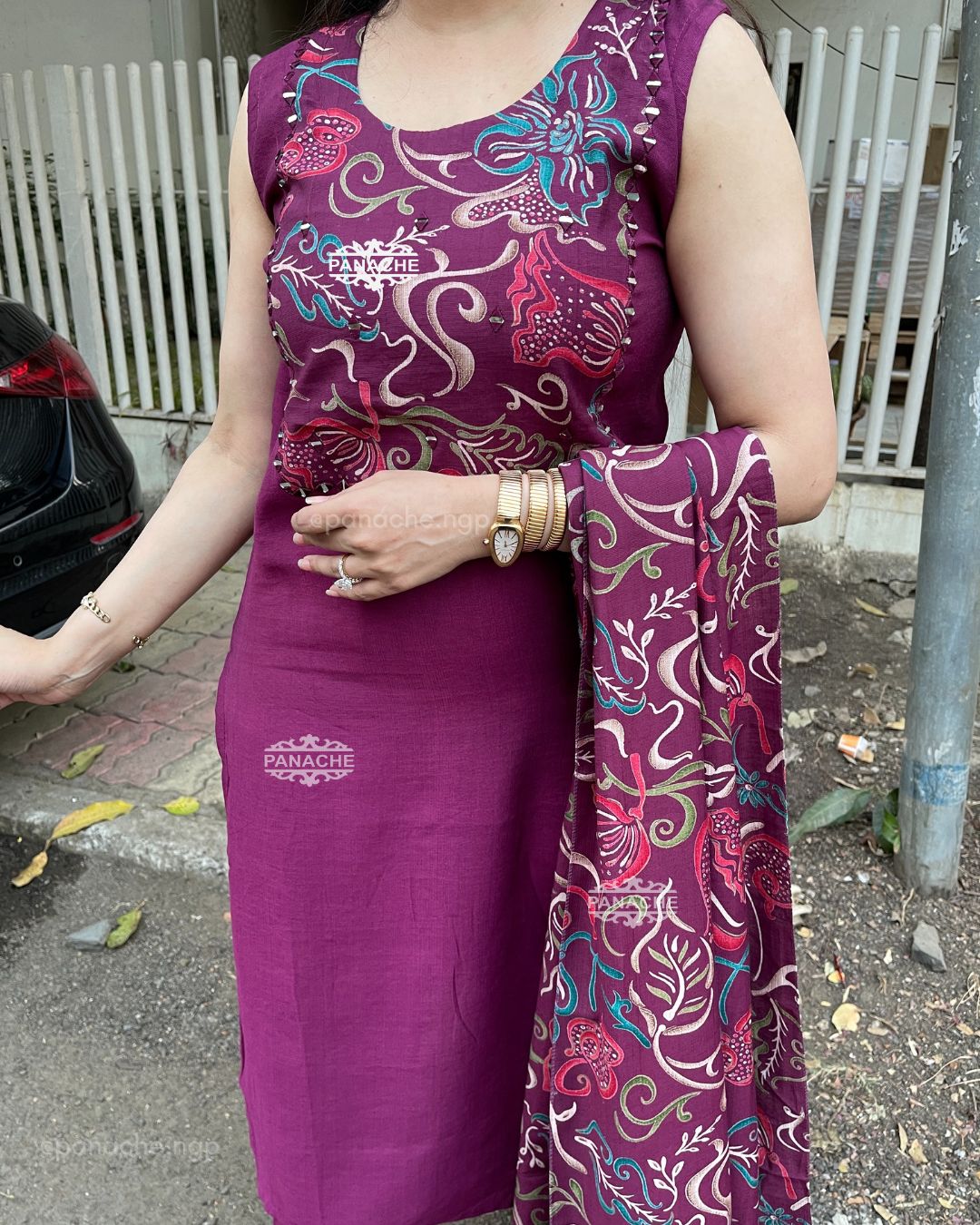 Mauve dupatta set