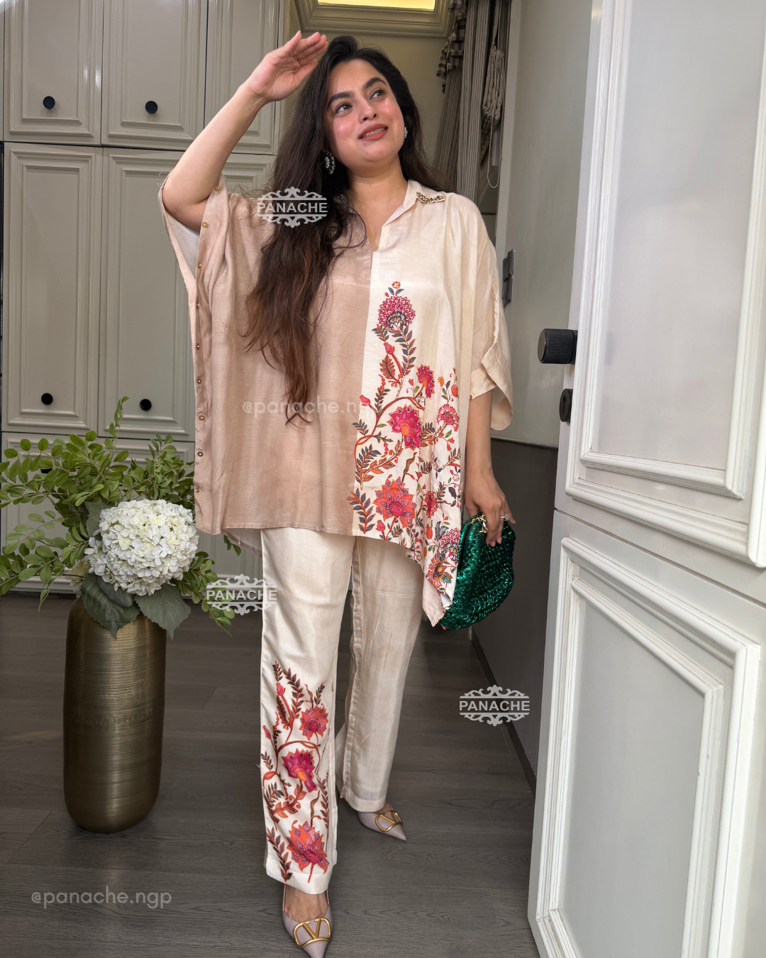 Dual Beige kaftan coord set
