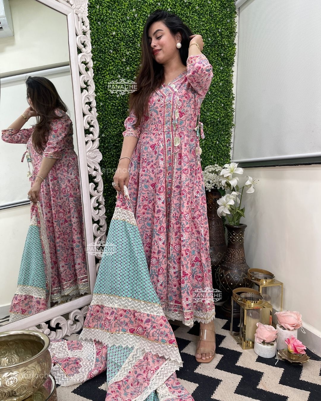 Angrakha Floral Anarkali set