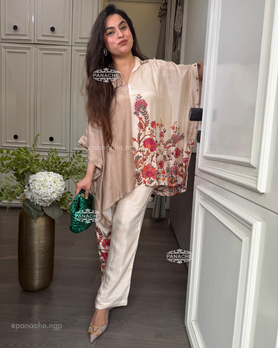 Dual Beige kaftan coord set