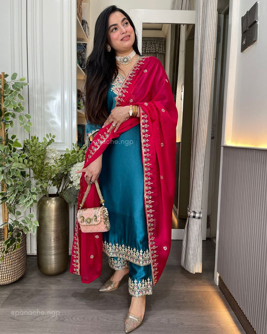 Firoza embroidered set