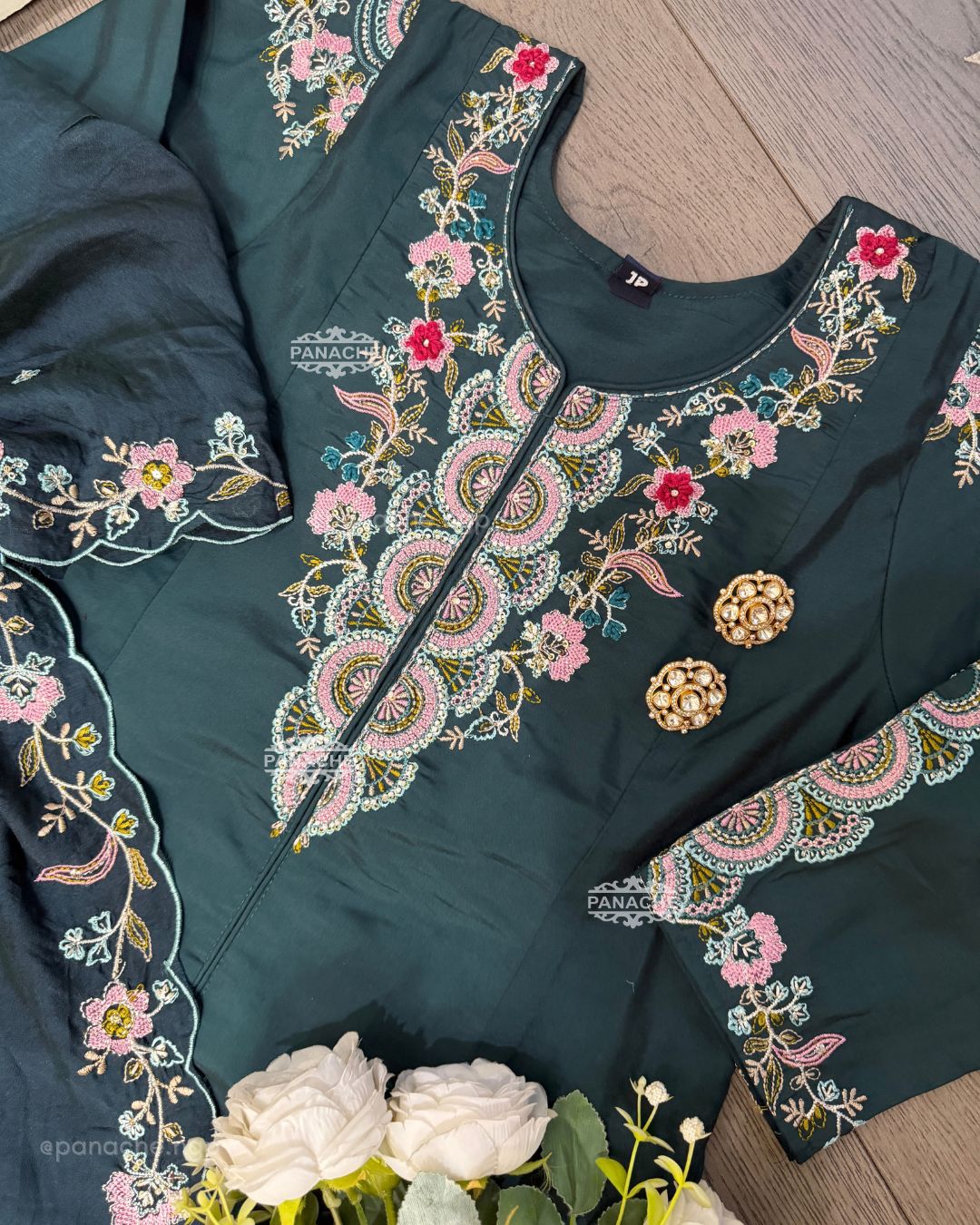 Aqua front slit kurta set
