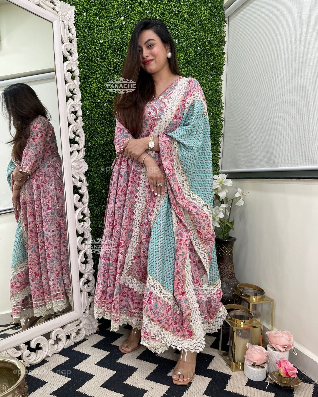 Angrakha Floral Anarkali set