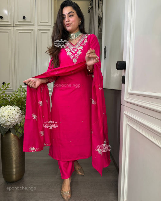 Meher fuschia suit set