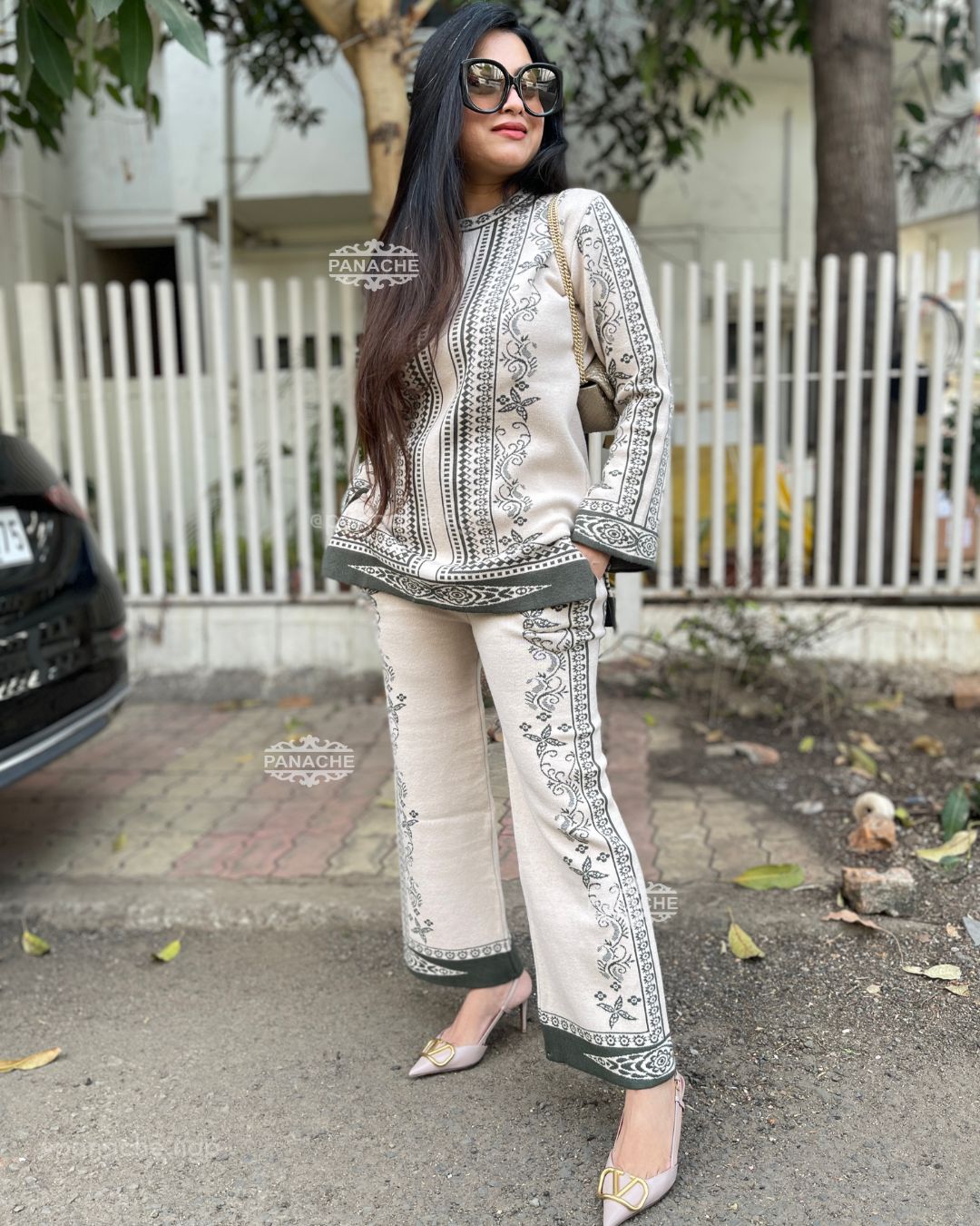 Abstract woollen knitt coord