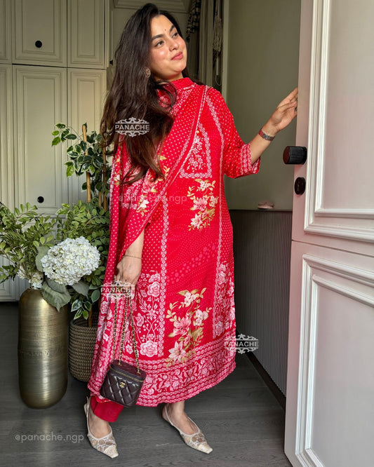 Floral red suit set