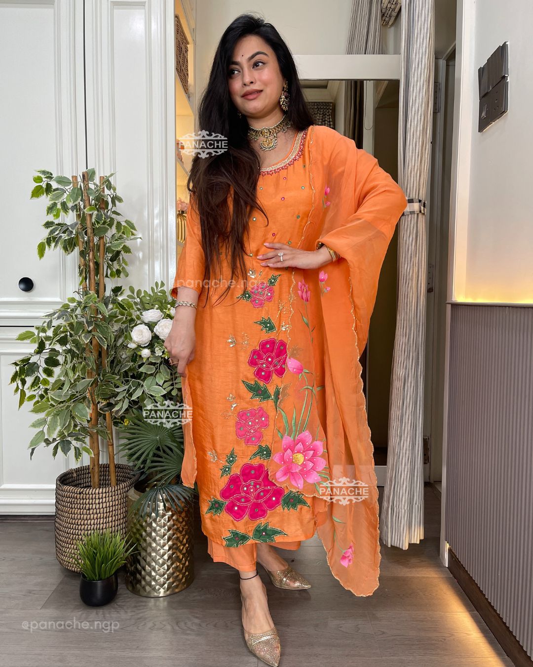 Peach handpainted set