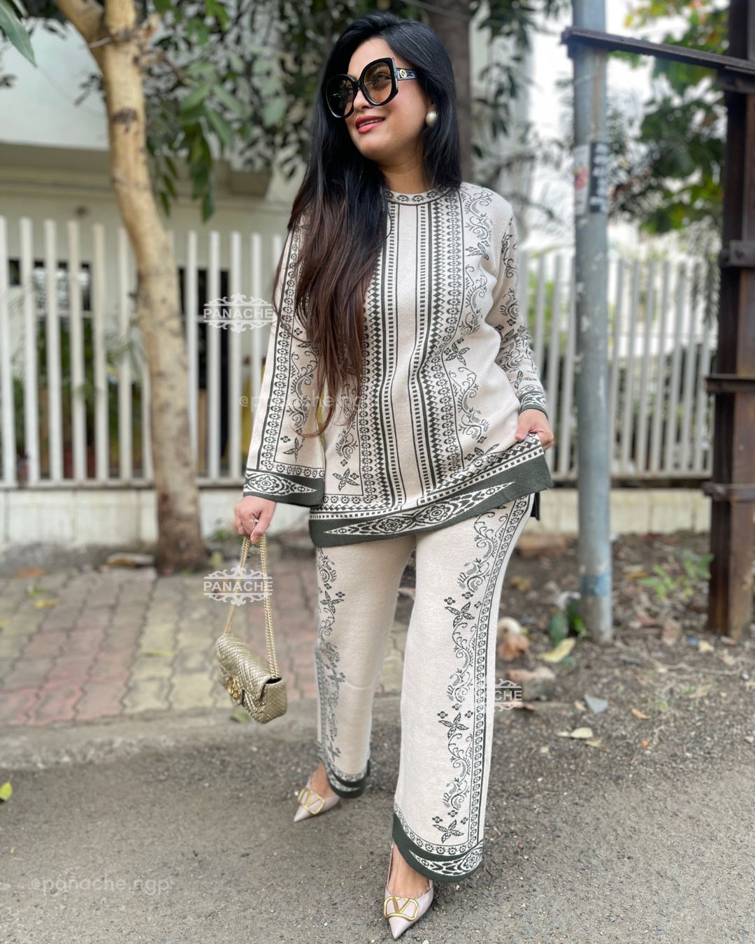 Abstract woollen knitt coord