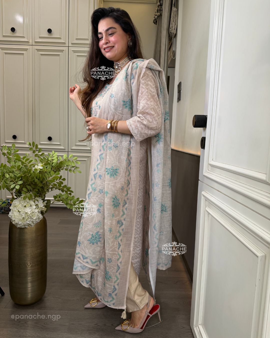 Ivory and sky suit set