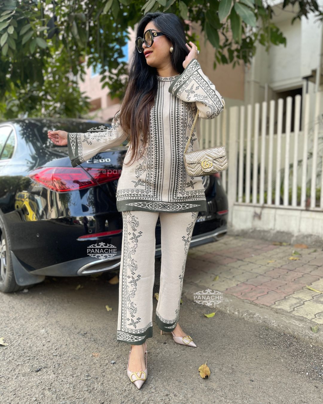 Abstract woollen knitt coord