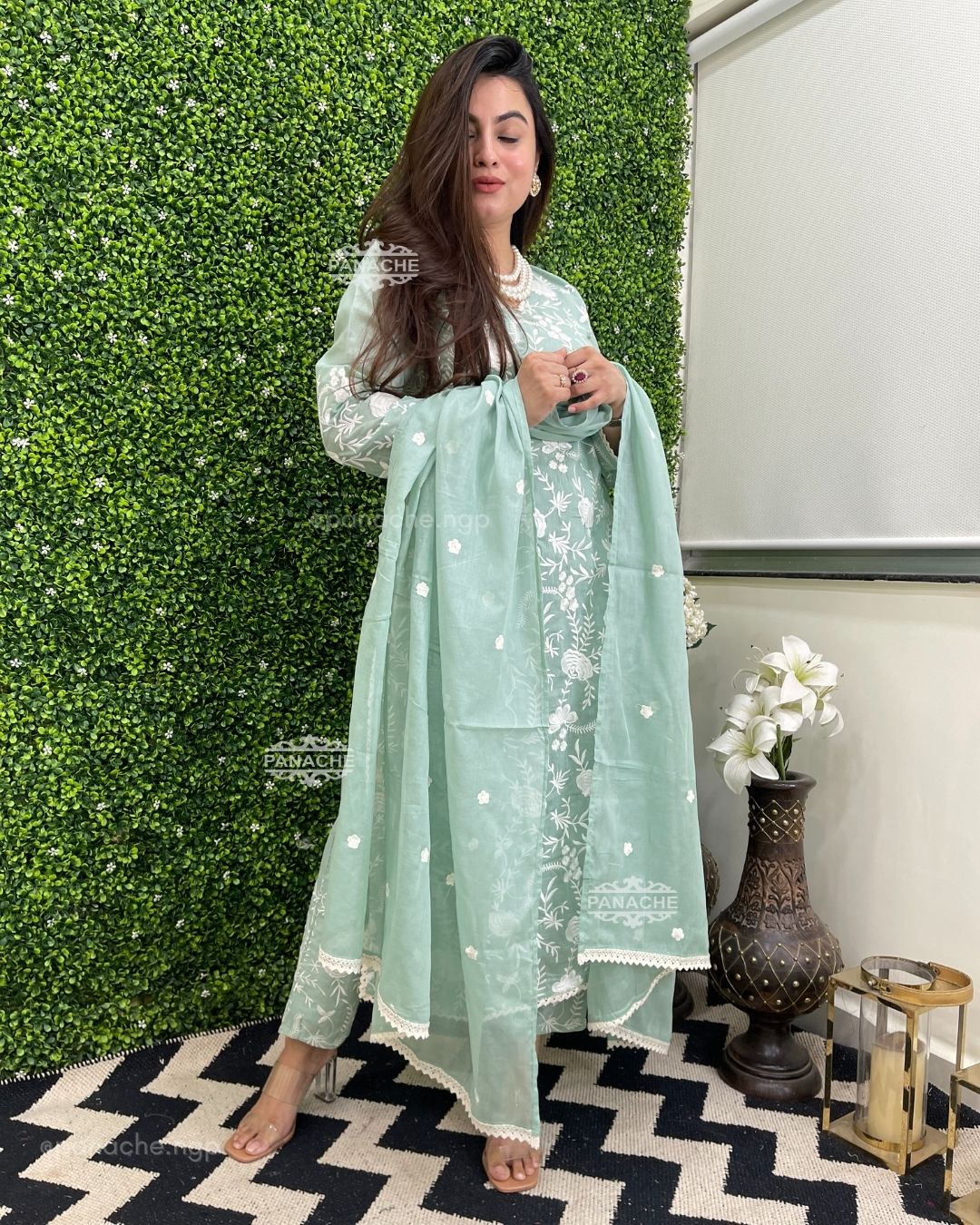 Mint dabka suit set