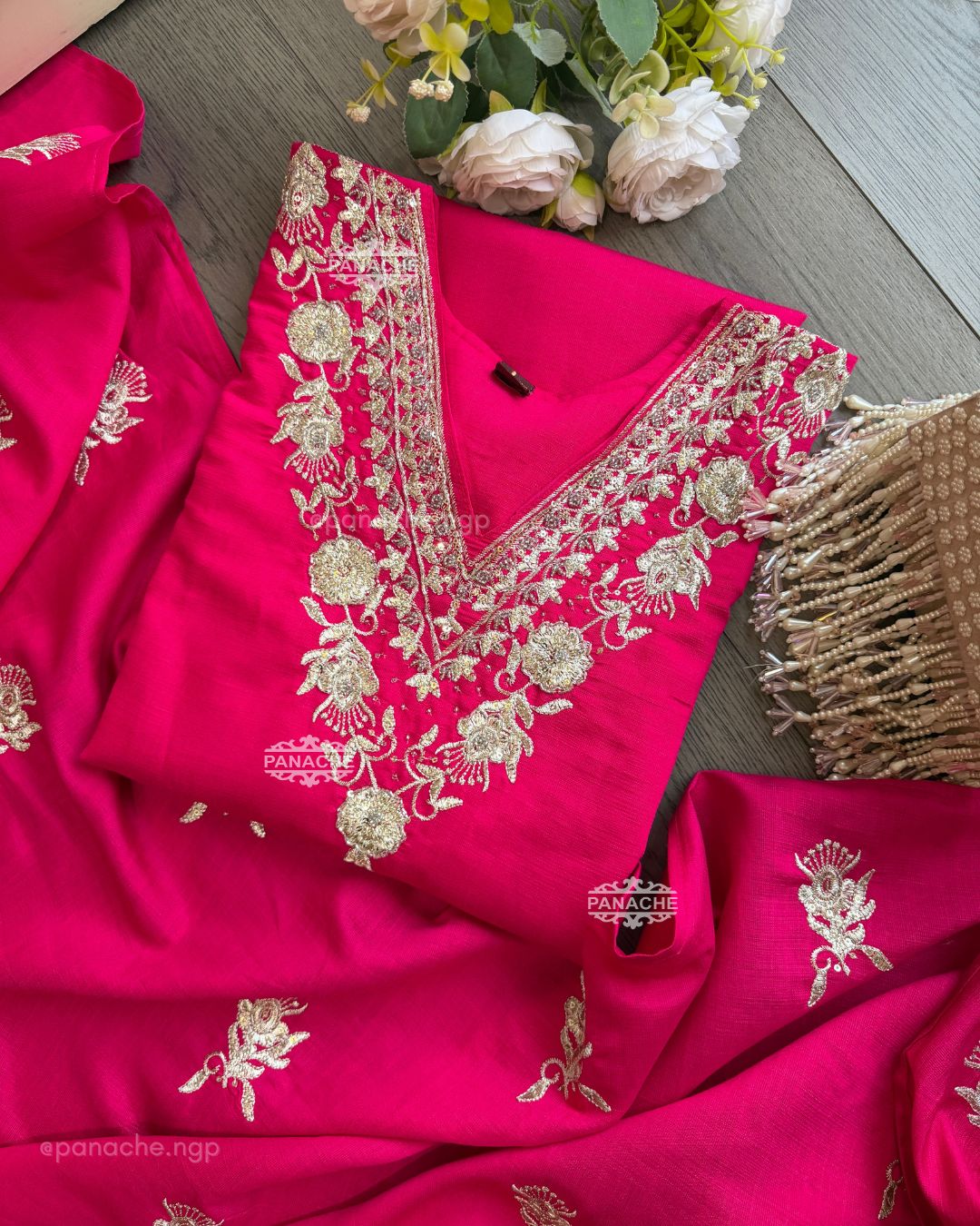 Meher fuschia suit set