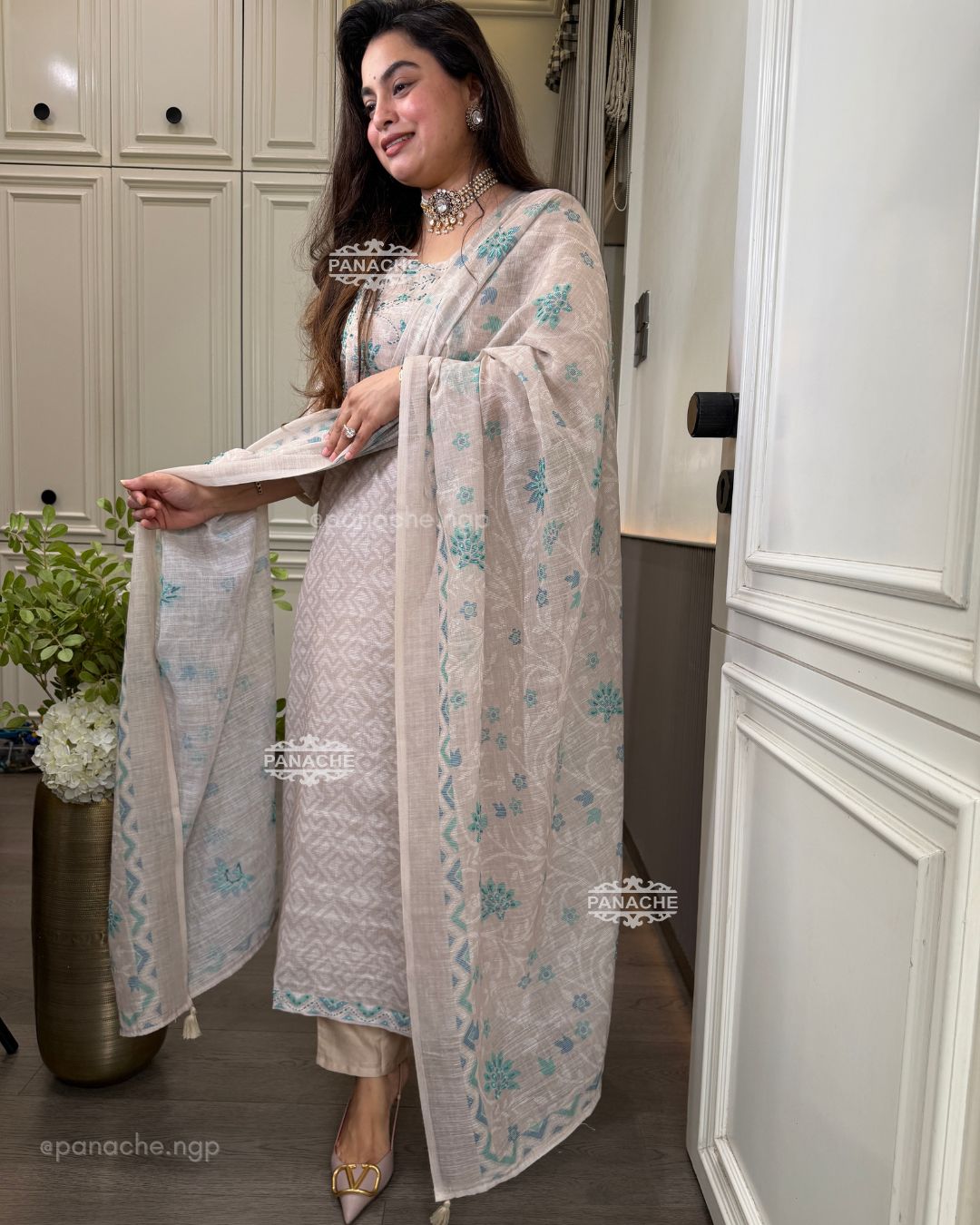 Ivory and sky suit set
