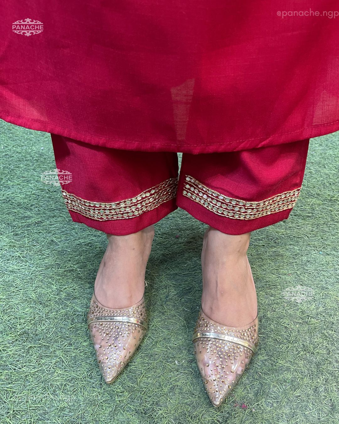 Budget silk set in a sindoor red