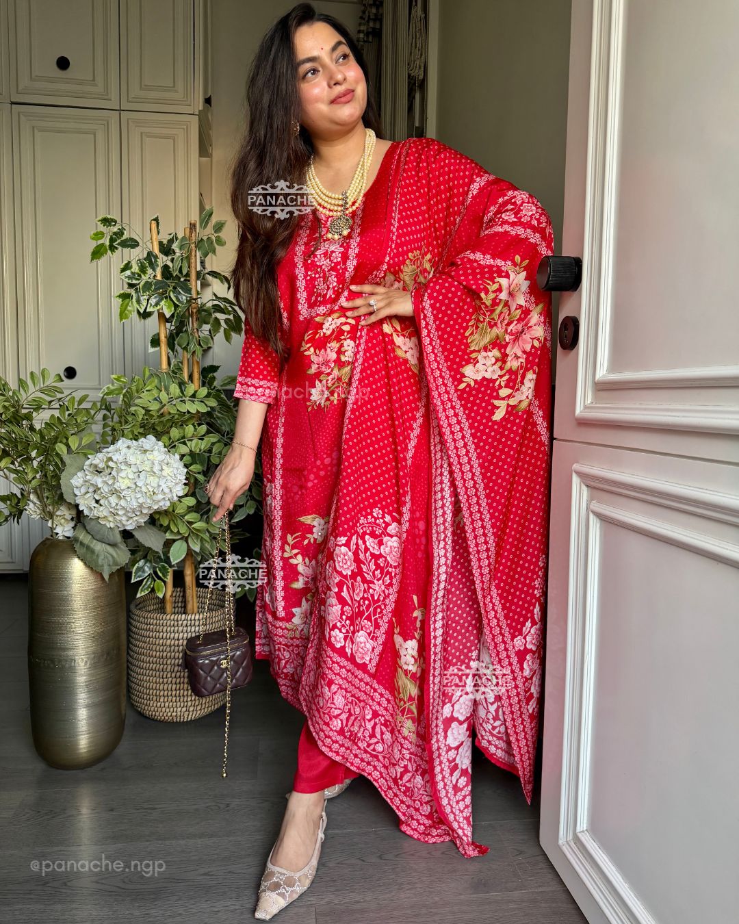 Floral red suit set