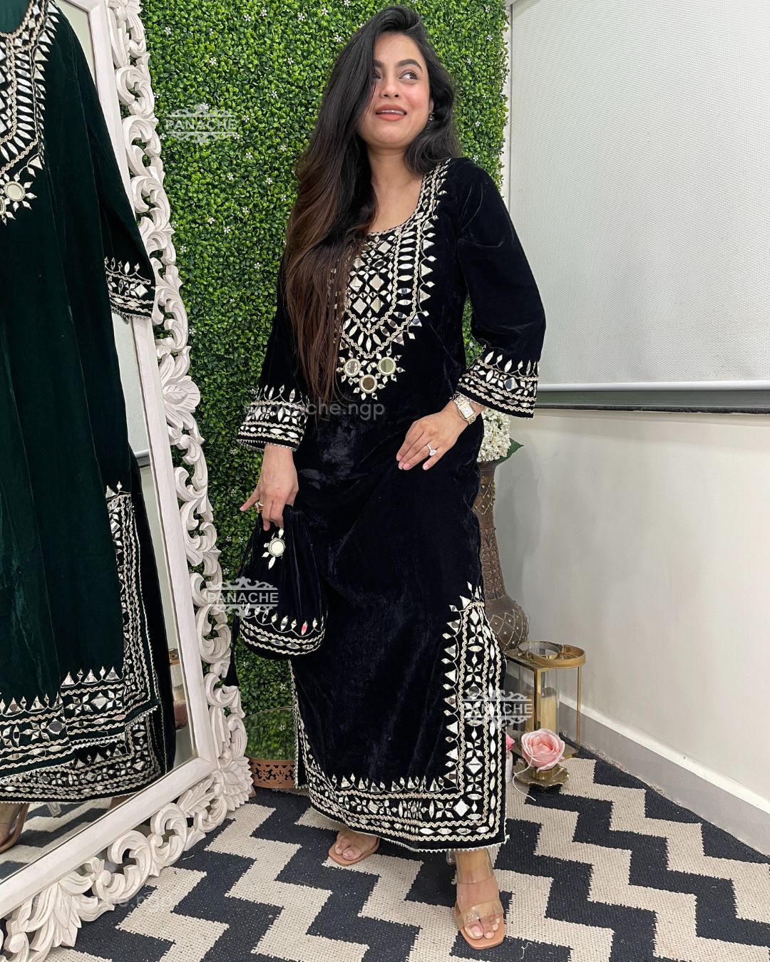 Mirror and Gota velvets