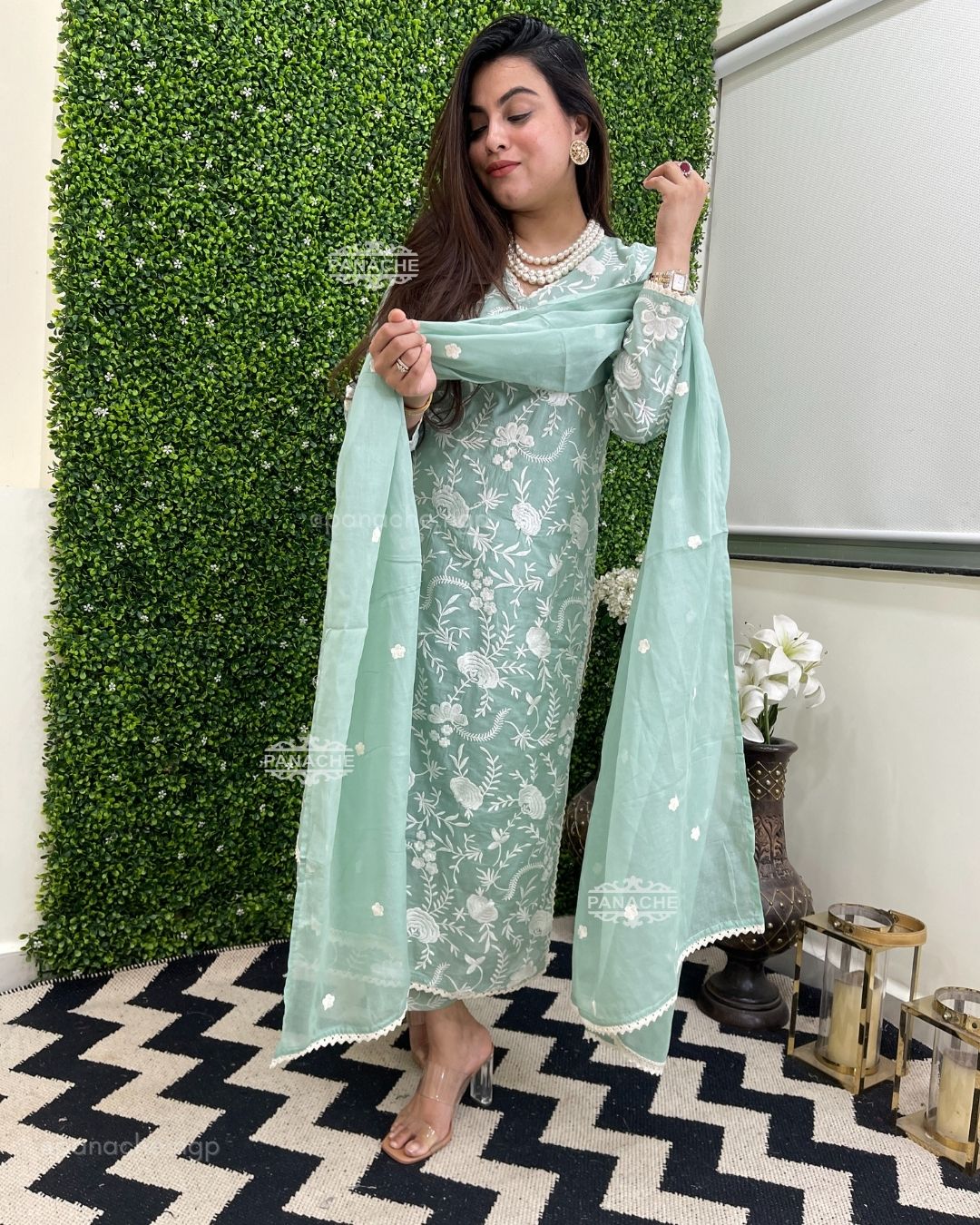 Mint dabka suit set