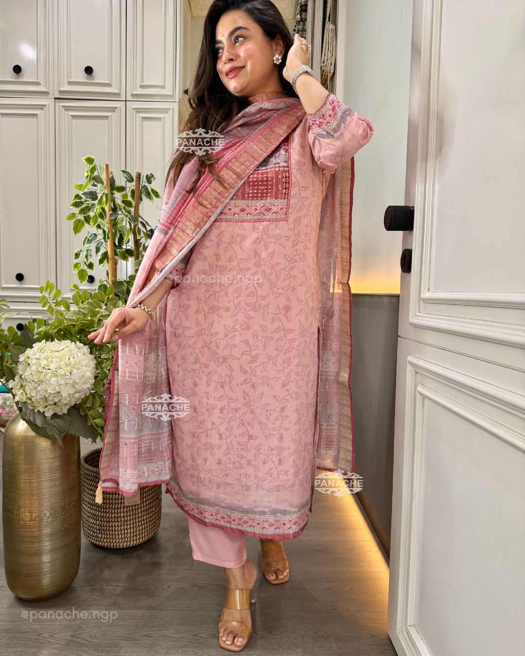 Semi formal pink suit set