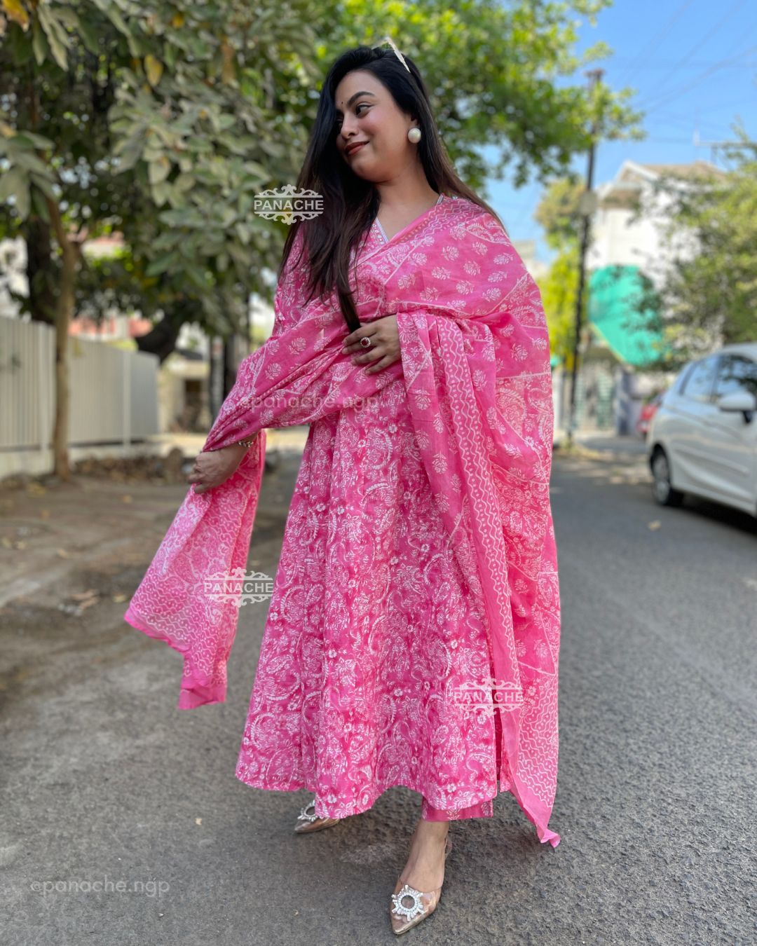 Pink budget Anarkali set