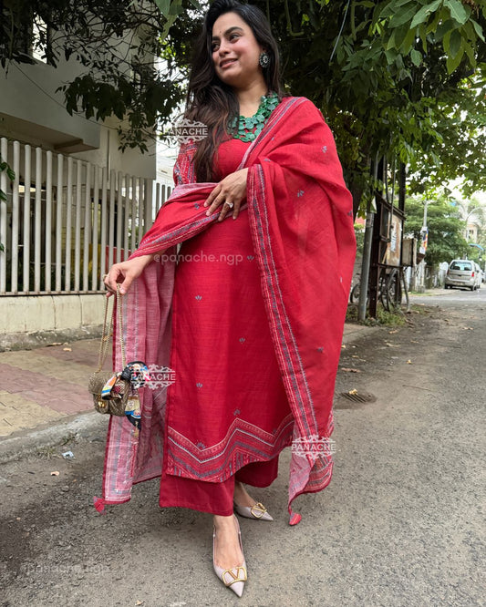 Navratri Red Katha suit