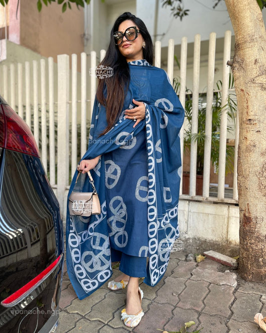 Modern cotton printed suit set