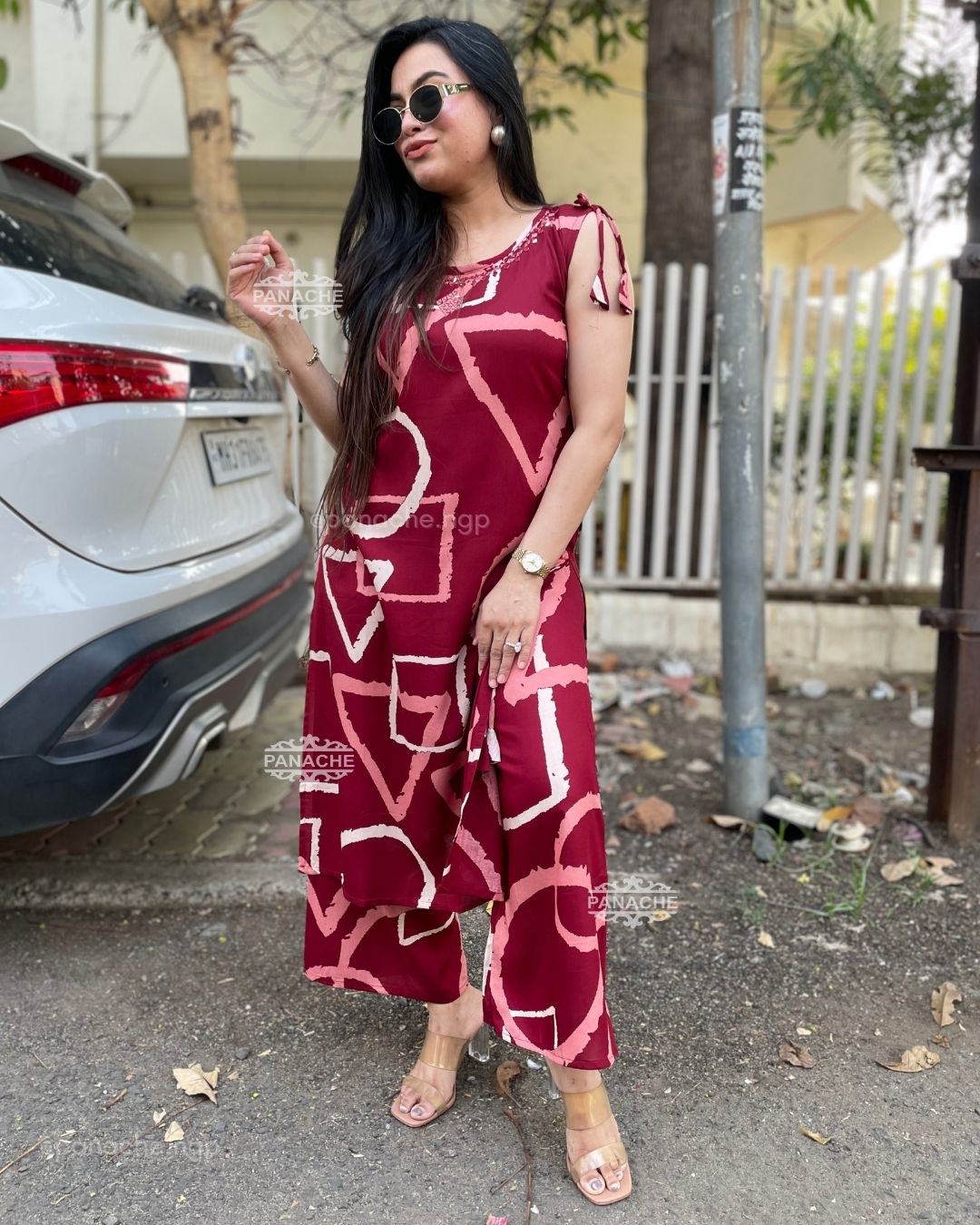 Abstract sleeveless coord