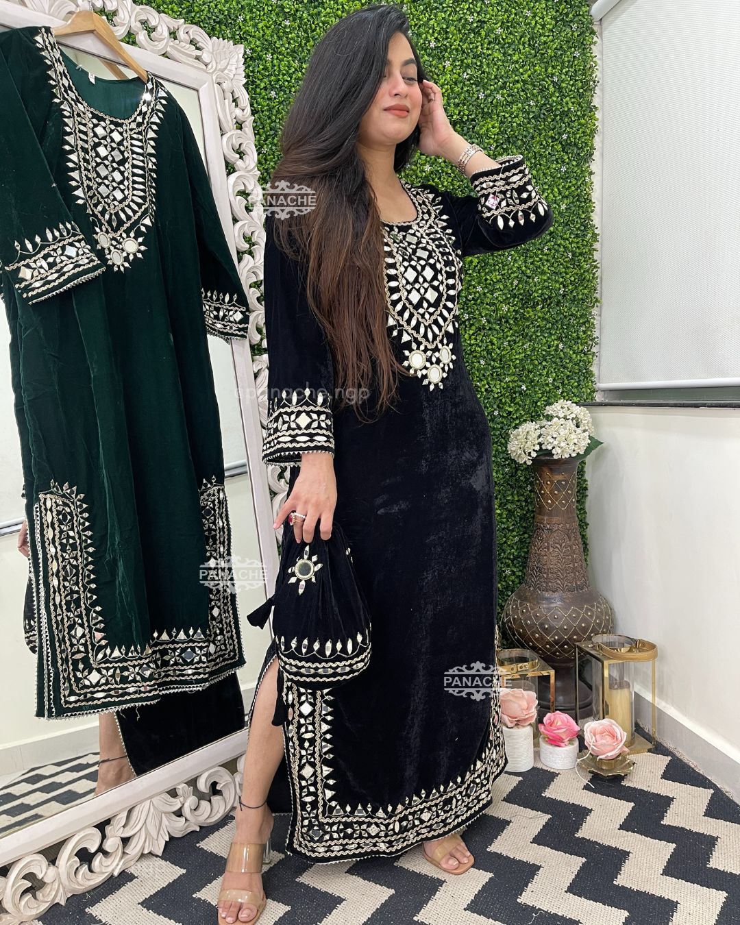 Mirror and Gota velvets