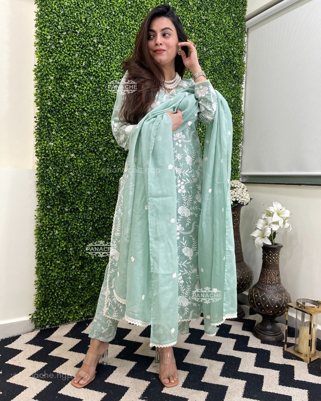 Mint dabka suit set