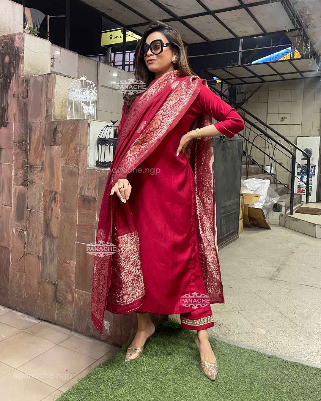 Budget silk set in a sindoor red