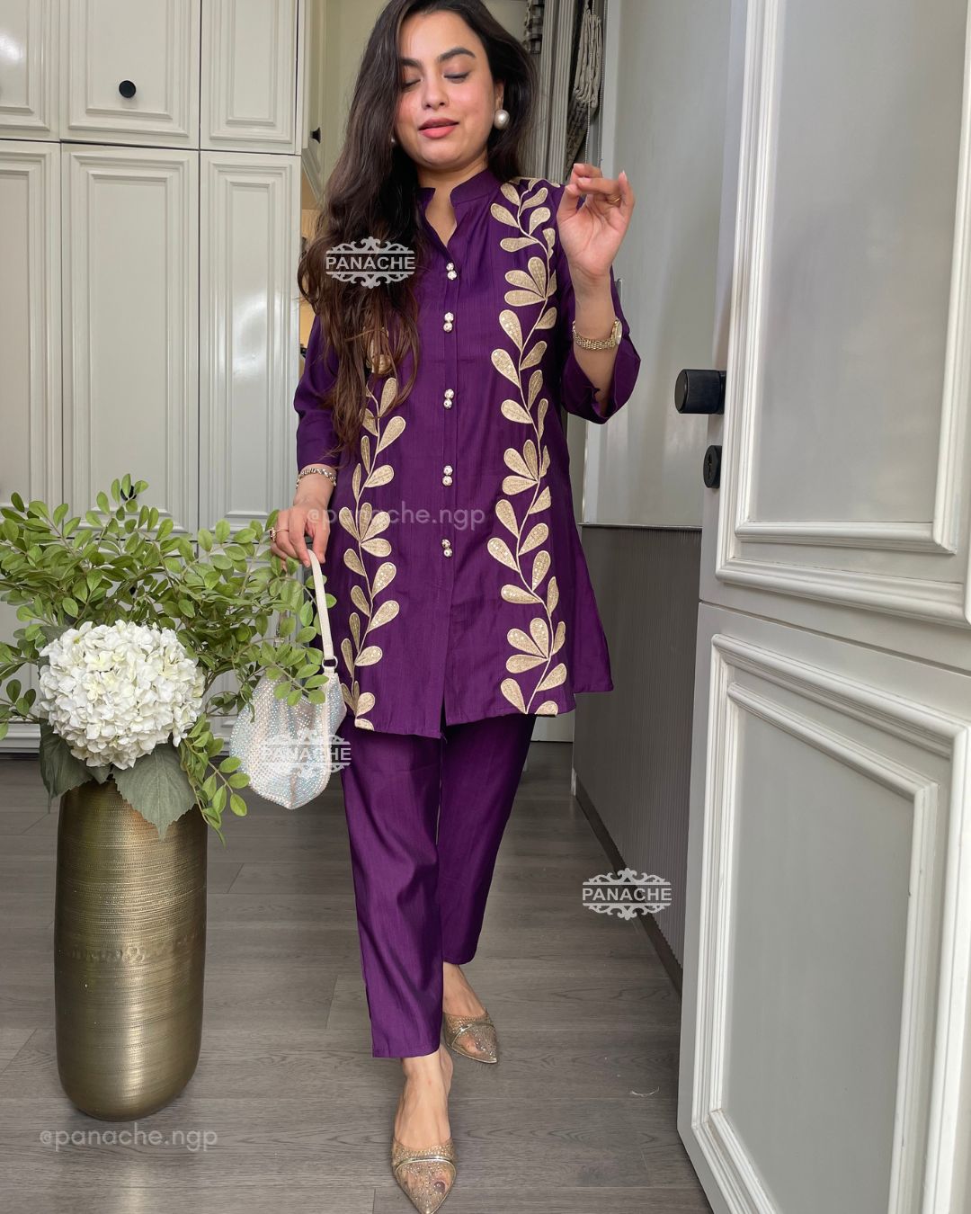 Embroidered purple coord