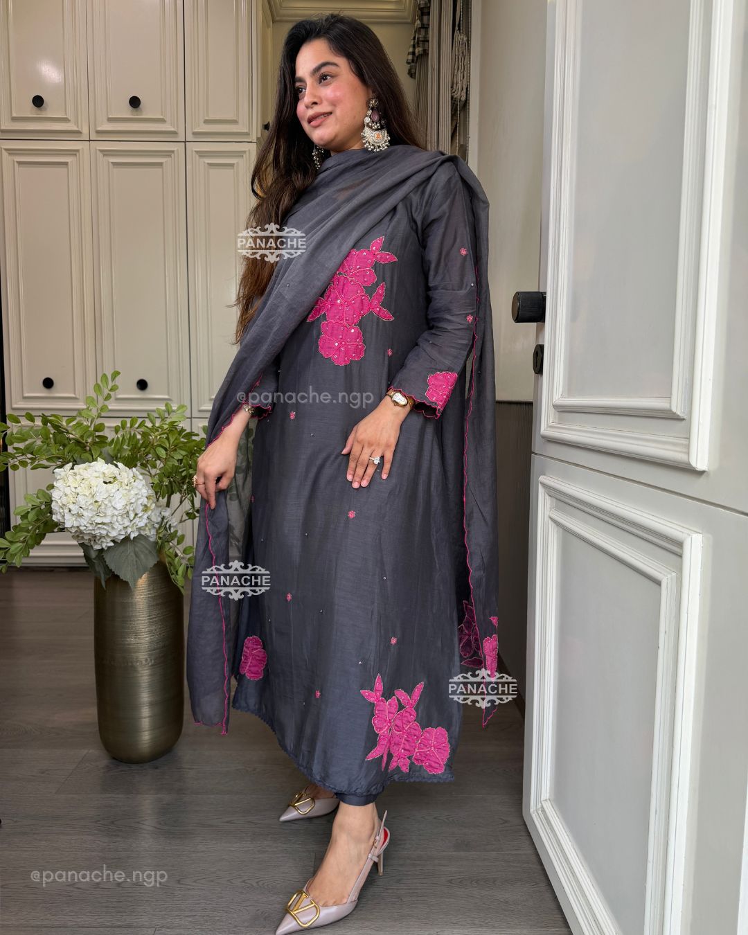 Rose appliqué suits