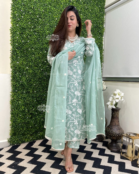 Mint dabka suit set