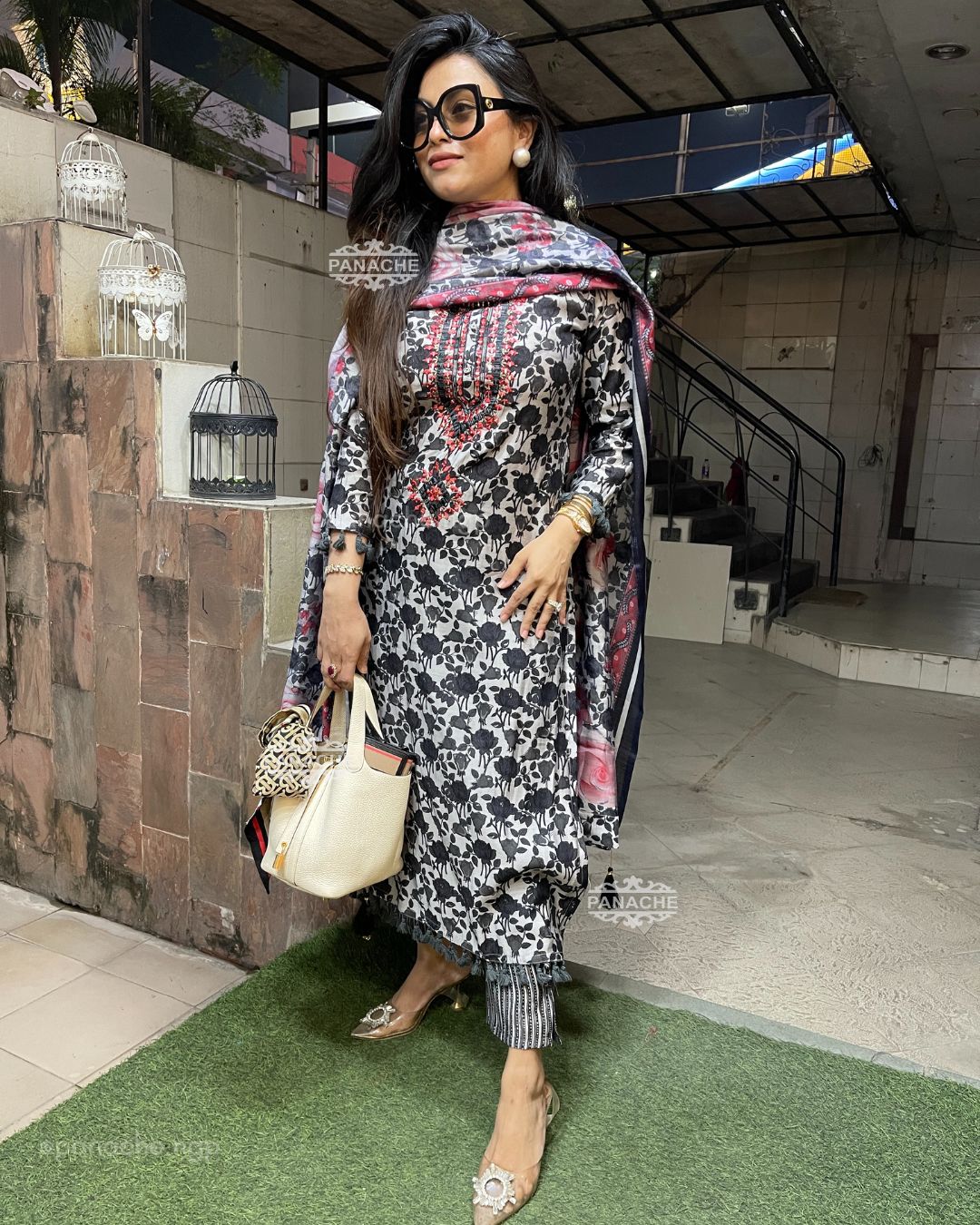 Funda muslin set with mirror work