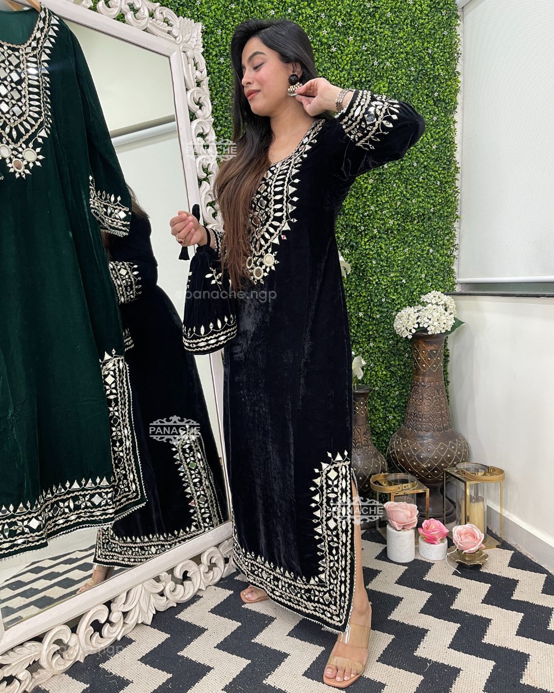 Mirror and Gota velvets