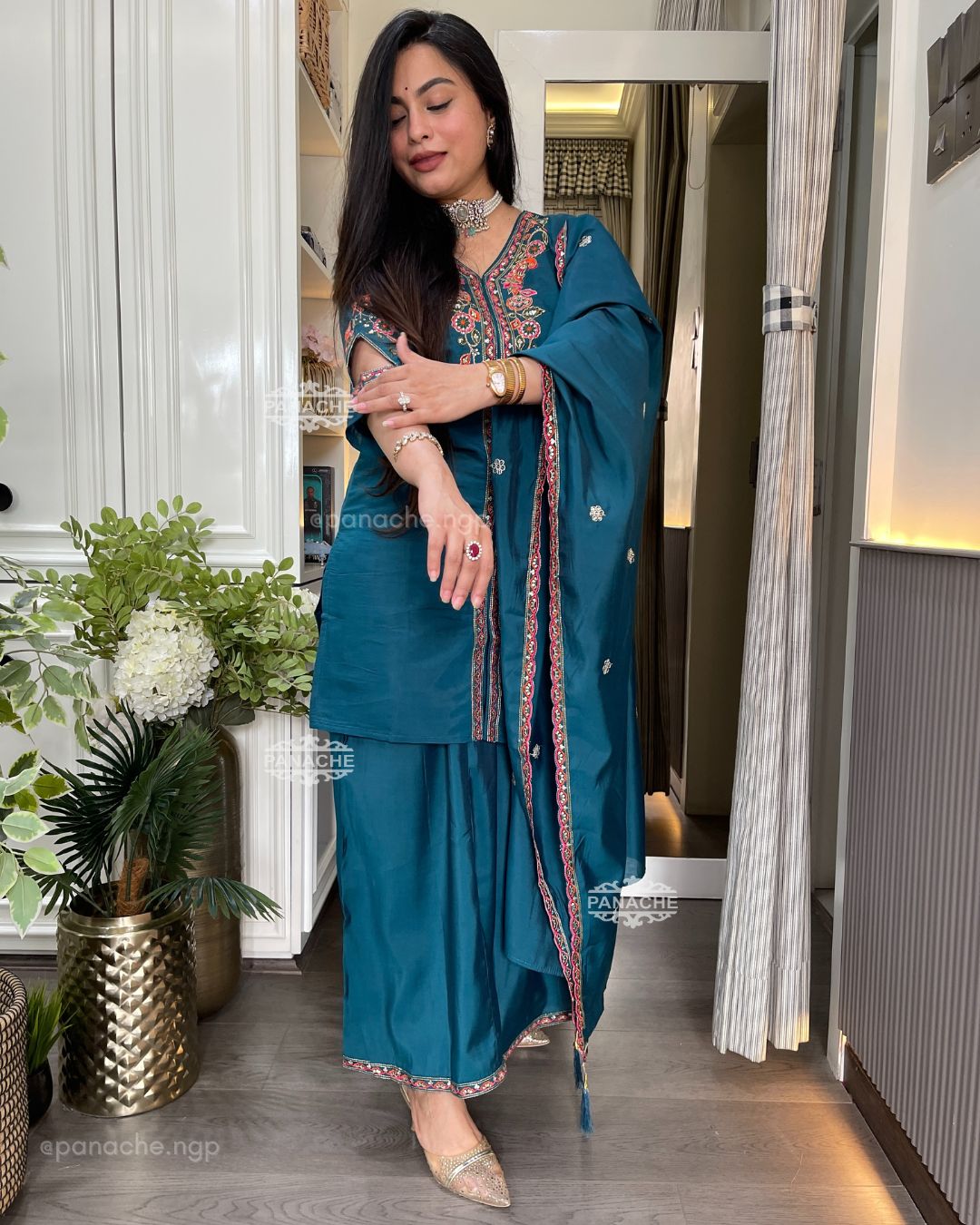 Embroidered gharara set