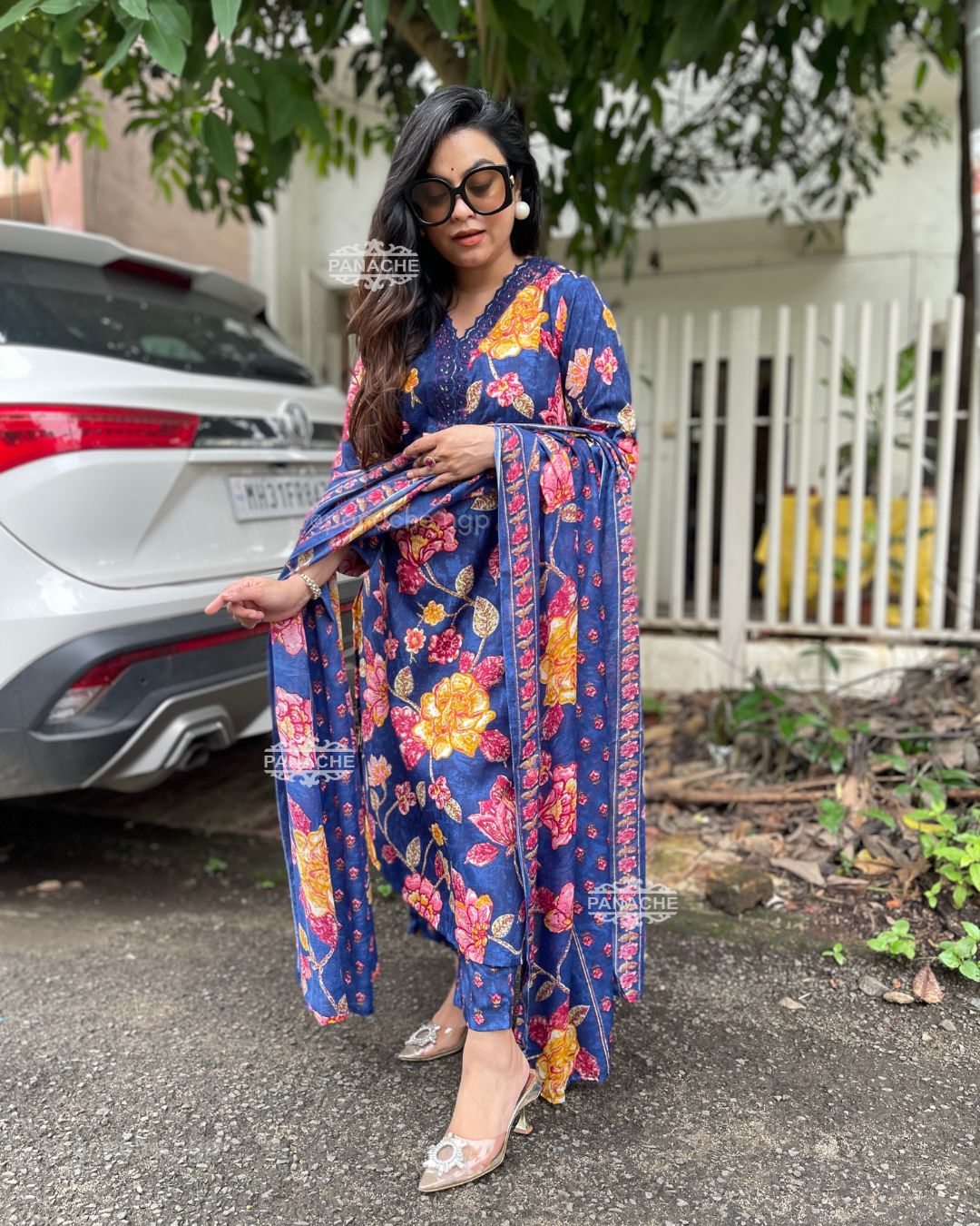 Print on print cotton dupatta sets