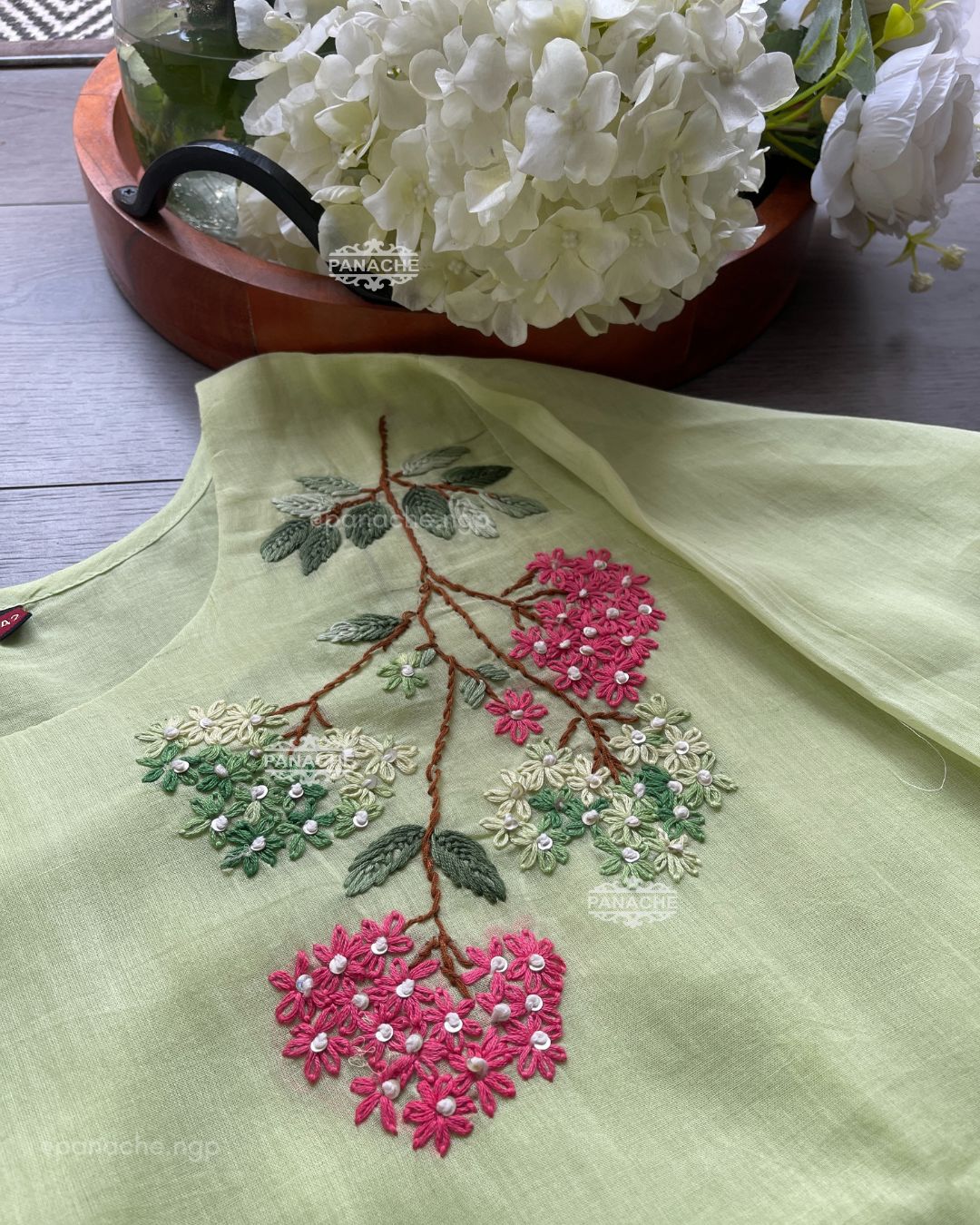 Frenchknot floral embroidery coord