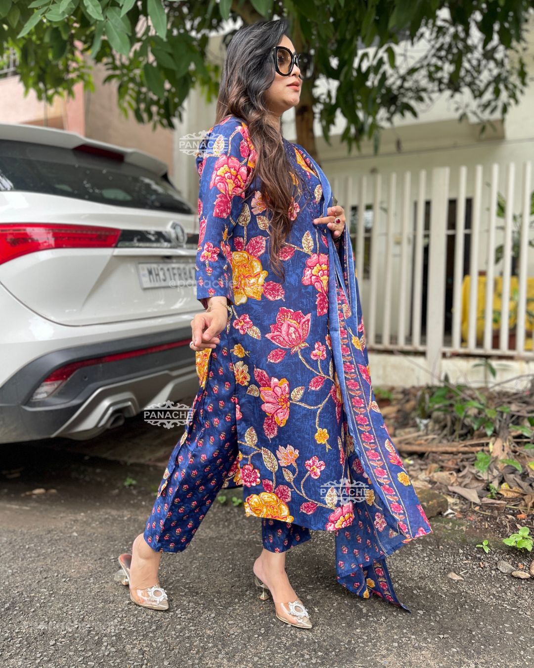 Print on print cotton dupatta sets